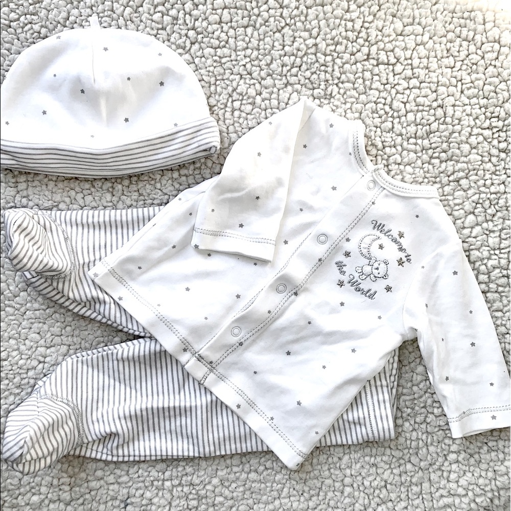 Little Me newborn footie sleepwear White